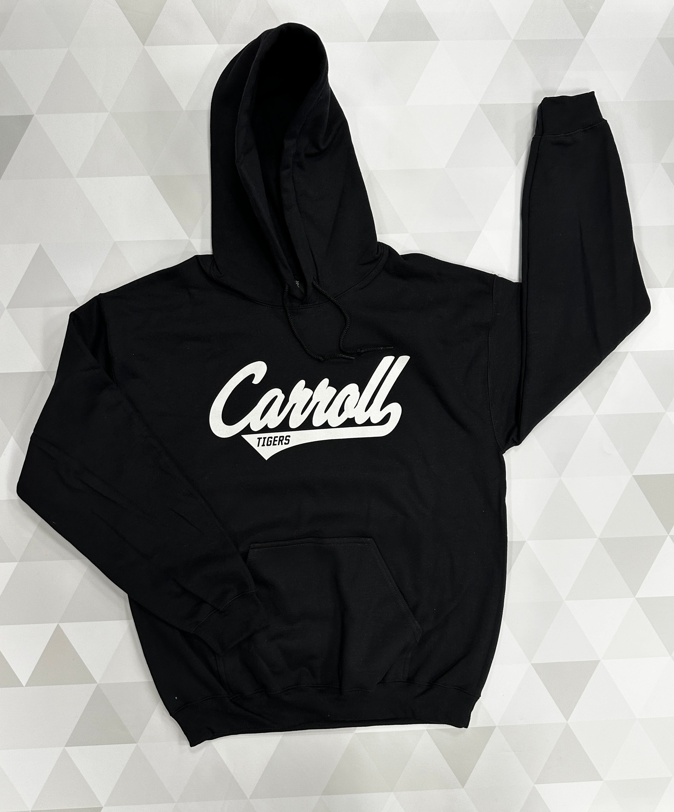 Gildan Hood Black Carroll Tiger Script with Tail Tiger Vision